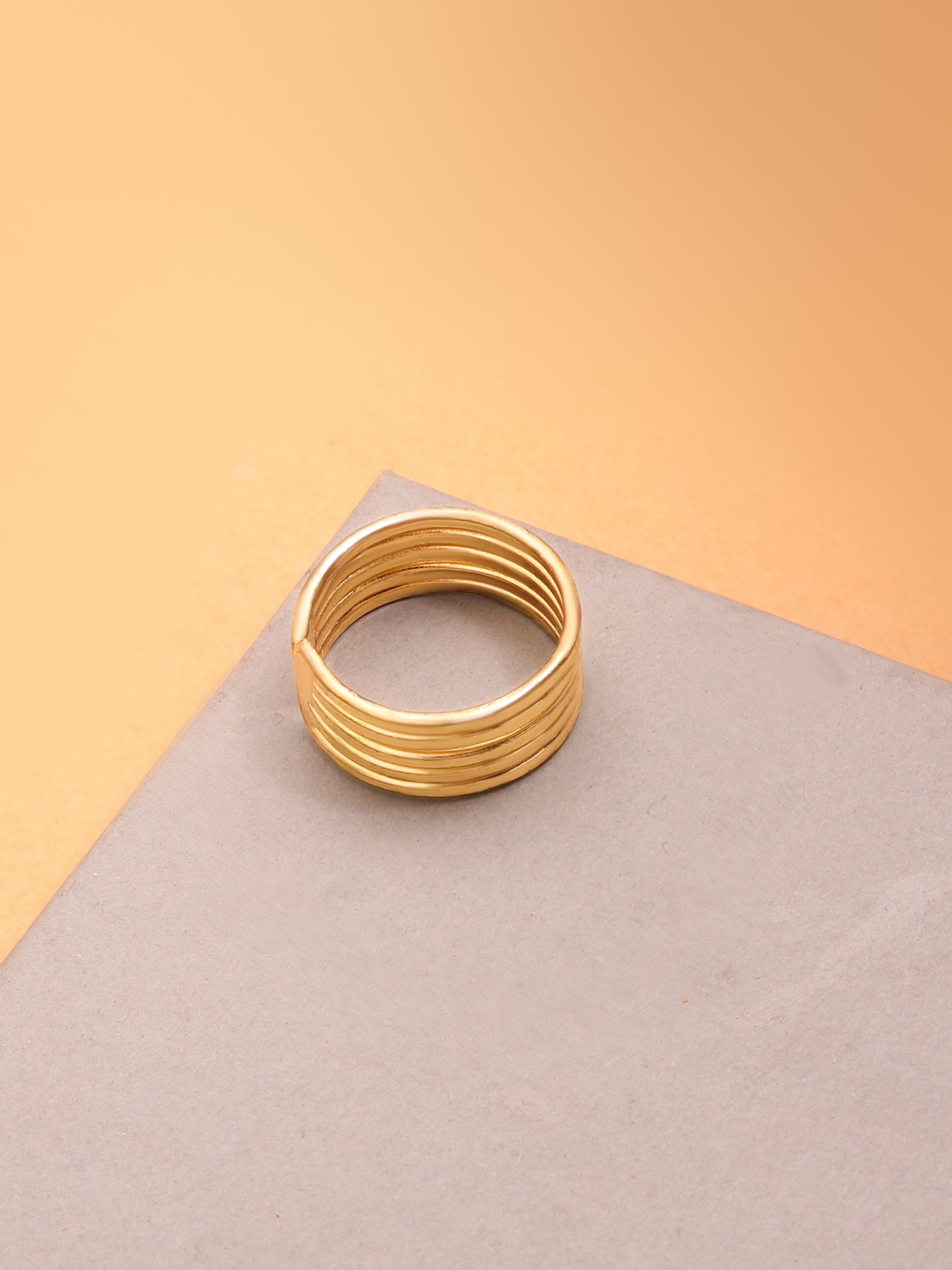 5 Line Statement Brass Adjustable Ring - Lili-Origin