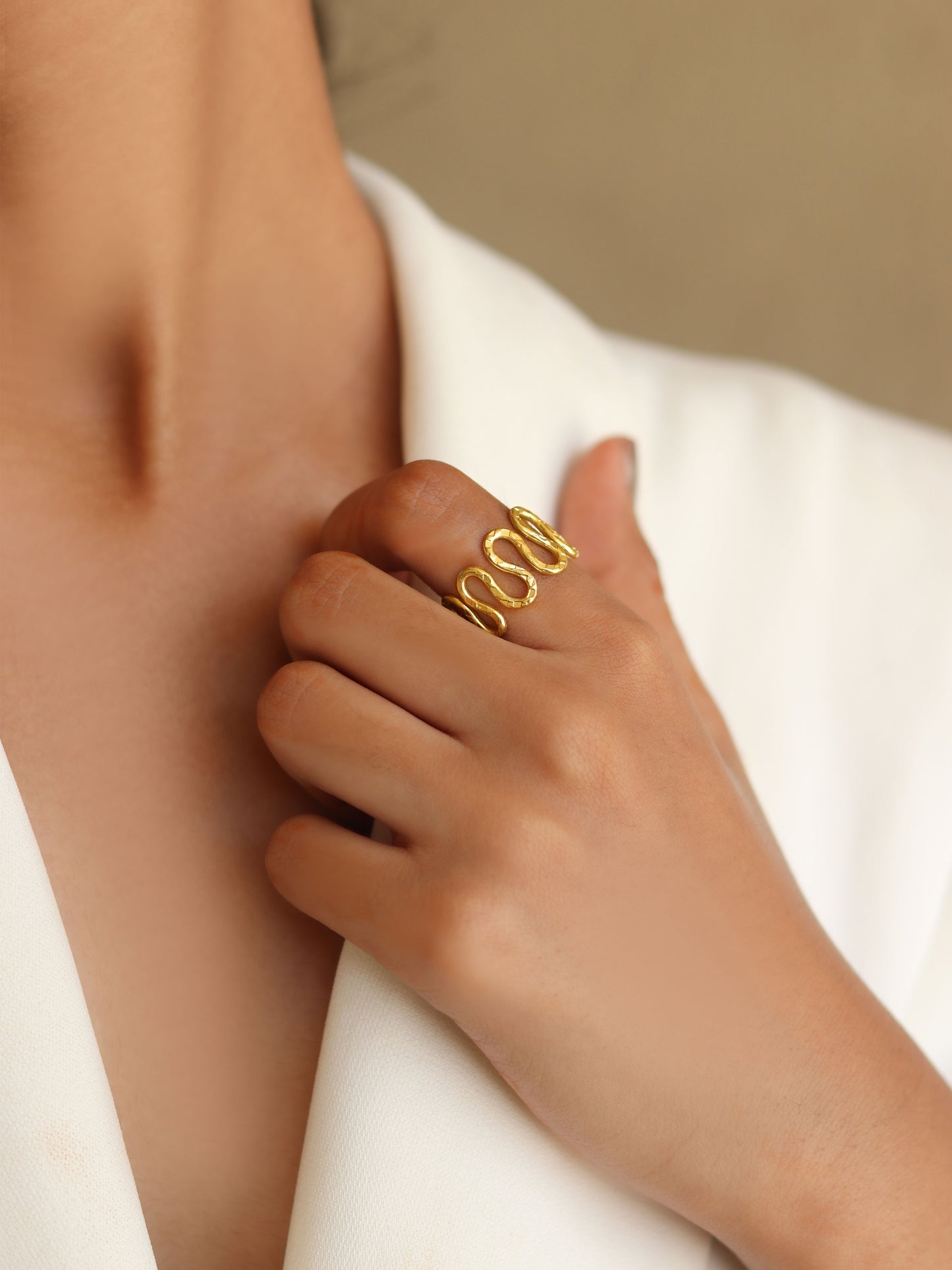 Roller Statement Brass Adjustable Ring - Lili-Origin