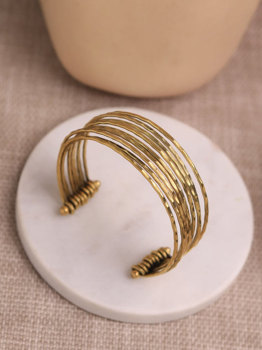 Viral 9 Layer Golden Round Bangle Adjustable Brass Bracelet (Anti Tarnish)