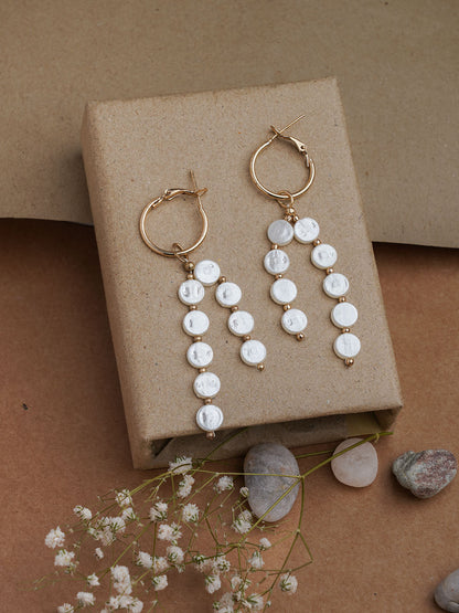 Flat Pearl dangler Earring - Lili-Origin