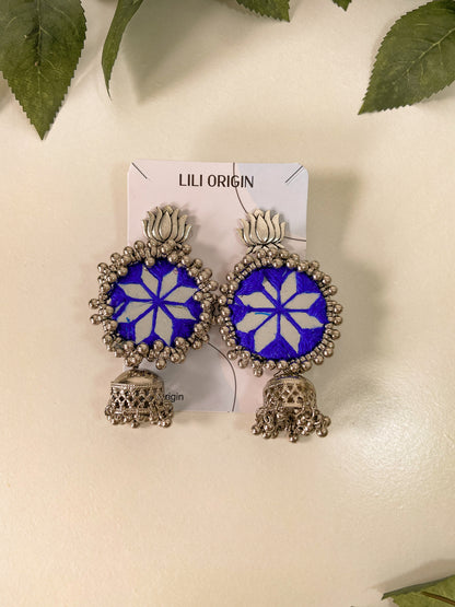 Blue Jhumka - Fabric Earring - Lili-Origin