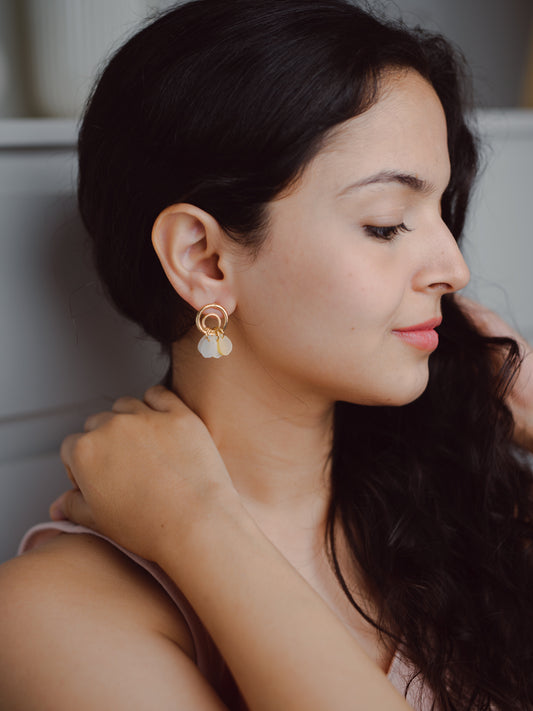 Flat Double Circle Pearly Earring