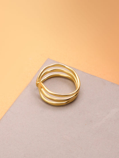 3 line Statement Brass Adjustable Ring - Lili-Origin