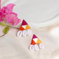 Tri Color Fabric Shell Handmade Earring