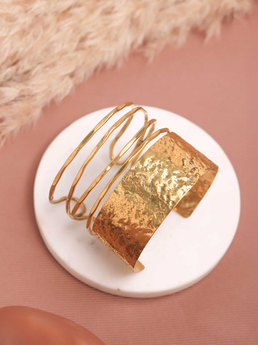 Block Lines Brass Bracelet (Anti Tarnish)