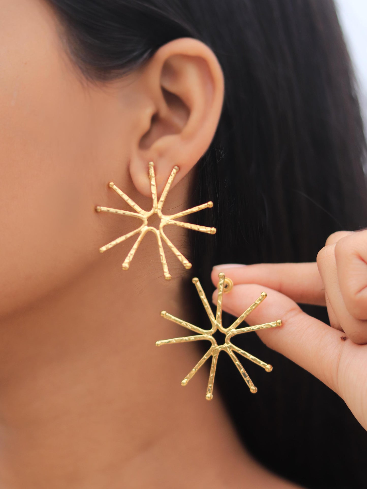 Frisbee Brass Statement Earring - Lili-Origin