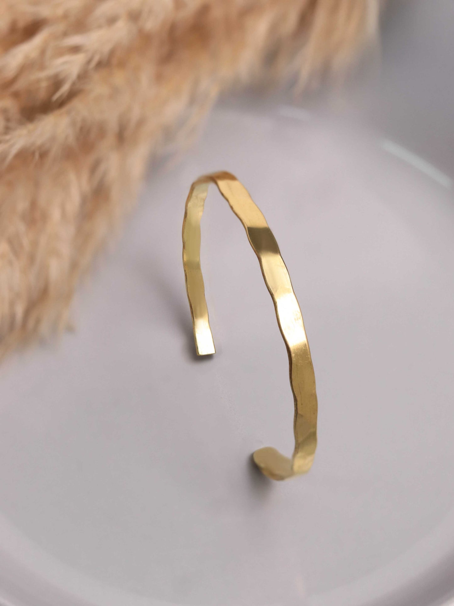 Mild wave Skinny Brass Adjustable Bracelet (Anti Tarnish)