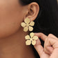 Flat Flower Brass Statement Earring (Anti tarnish) - Lili-Origin