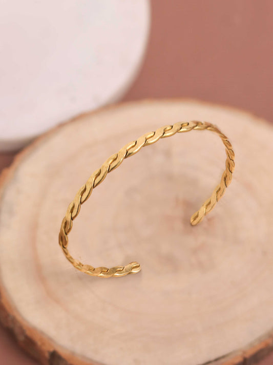 Braid Skinny Adjustable Brass Bracelet  (Anti Tarnish)