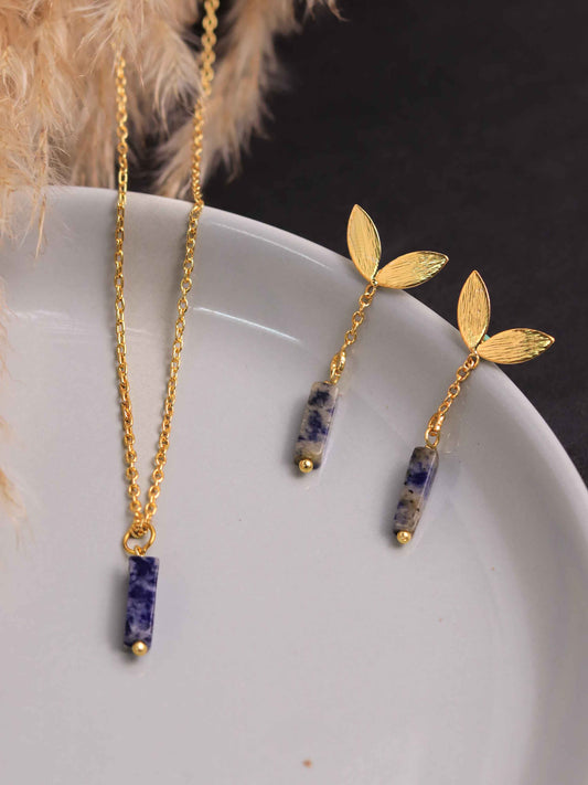 Sodalite Necklace + Earring Crystal Set (Semi Precious)