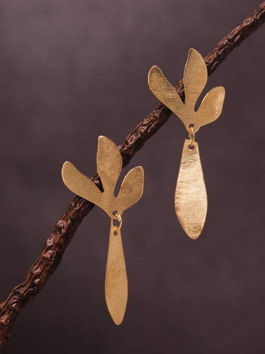 Young Leaf Brass Handmade Earring (Anti Tarnish)