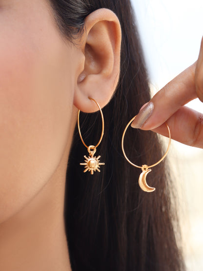 Mismatched Sun Moon Earring - Lili-Origin