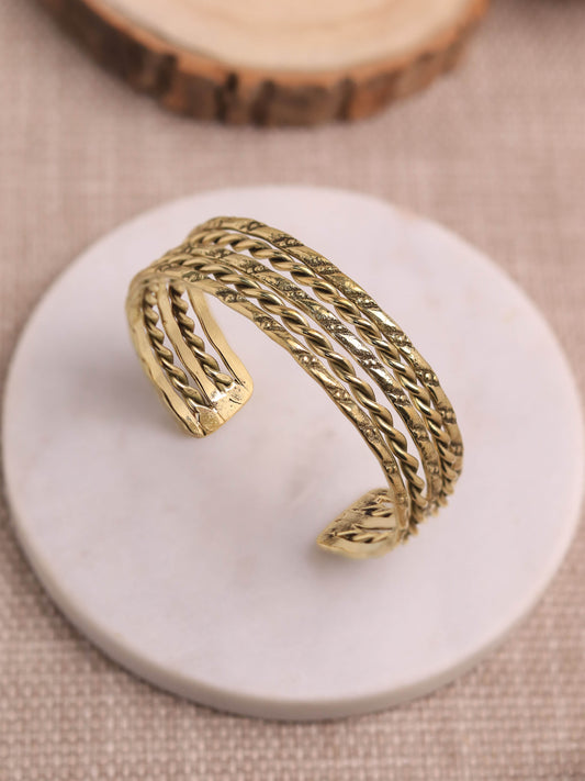 Five Vintage Bangle Brass Adjustable Bracelet (Anti Tarnish)