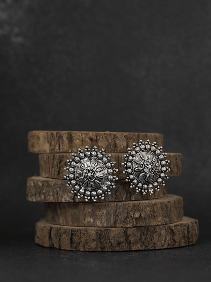 Statement Chakra Oxidised Stud Earring - Lili-Origin