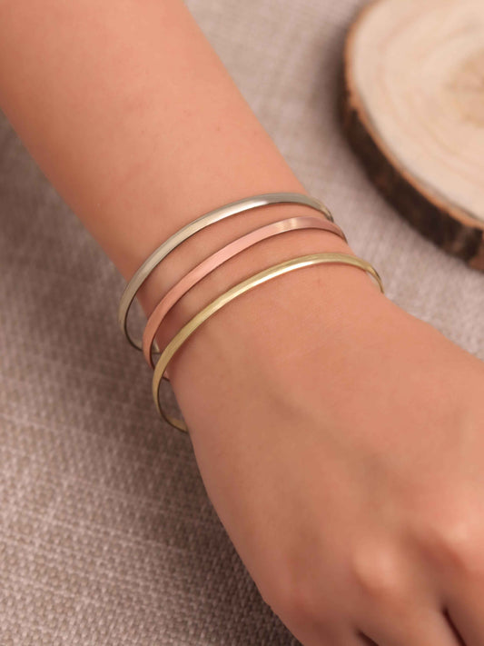 Mix Slender 3 Cuff Brass Stackable bracelets (Anti Tarnish)