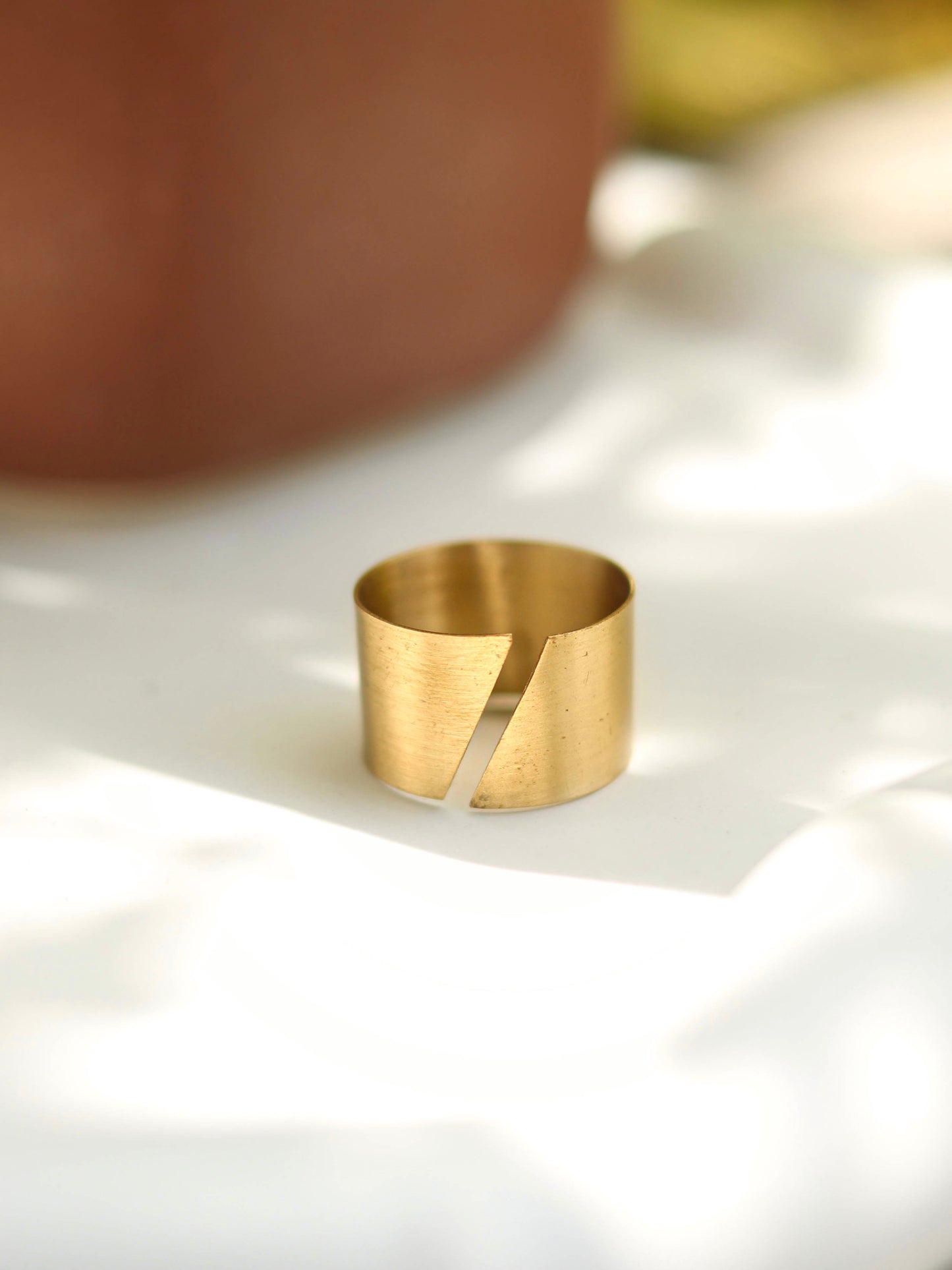 Slant plain Brass Adjustable Ring - Lili-Origin