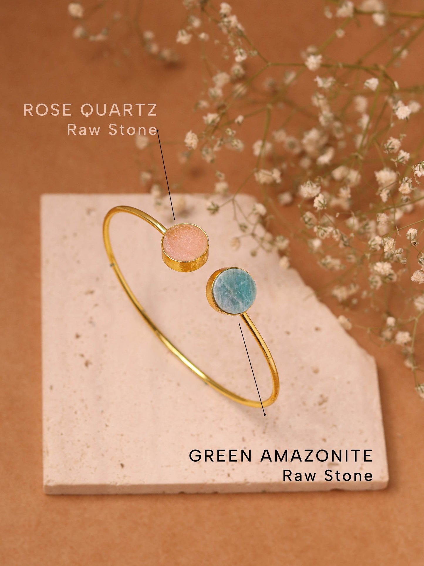 Rose Quartz & Green Amazonite Premium Hamper ( 7 Semi Precious Jewels + Free Jewellery Organiser) - Lili-Origin