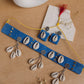 Denim shell fabric choker and earring set - Lili-Origin