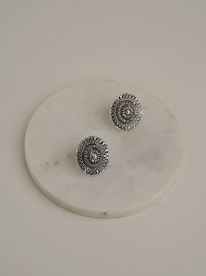 Mini Chakra Oxidised Stud Earring - Lili-Origin