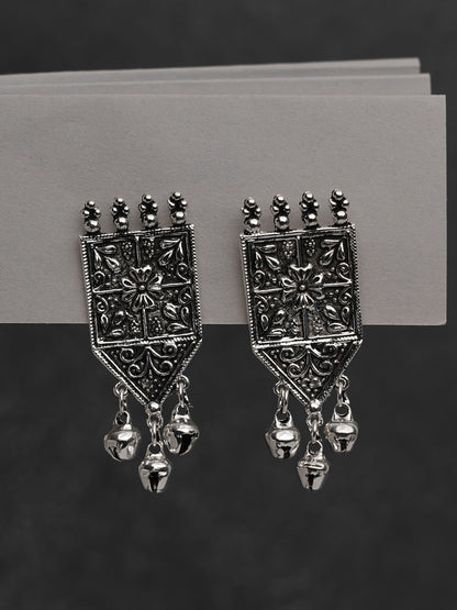 Antique Trio Ghungroo oxidised Jhumka - Lili-Origin