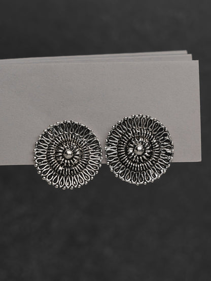 Mini Chakra Oxidised Stud Earring - Lili-Origin