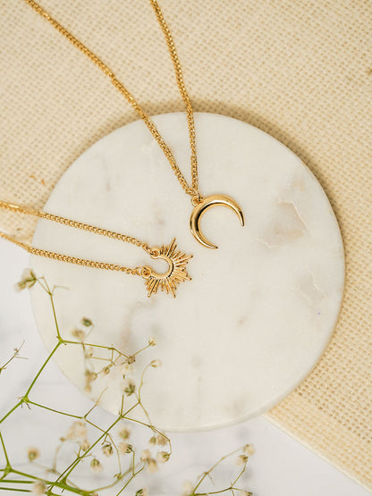 Sun Moon Hamper ( Sun Necklace + Moon Necklace + Sun Moon Earring) - Lili-Origin