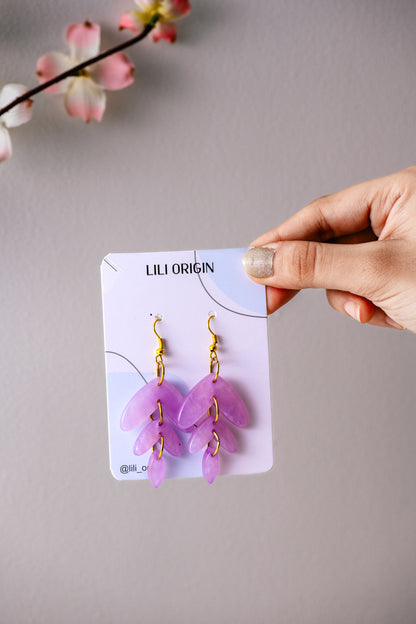 Purple Leaf Resin Earrings - Lili-Origin