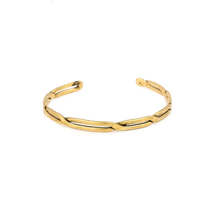 Cross Skinny Adjustable Brass Bracelet (Anti Tarnish)