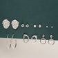 7 Pair Geometric Earring Silver