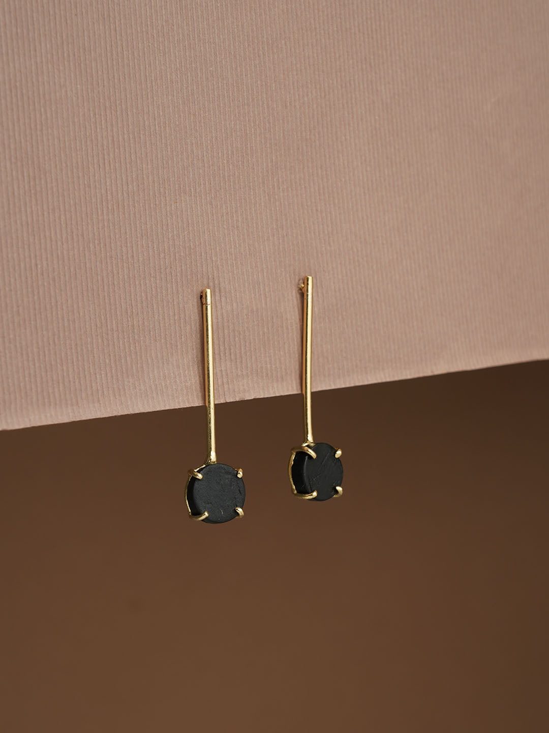 Long Black Tourmaline Crystal Earring - Lili-Origin