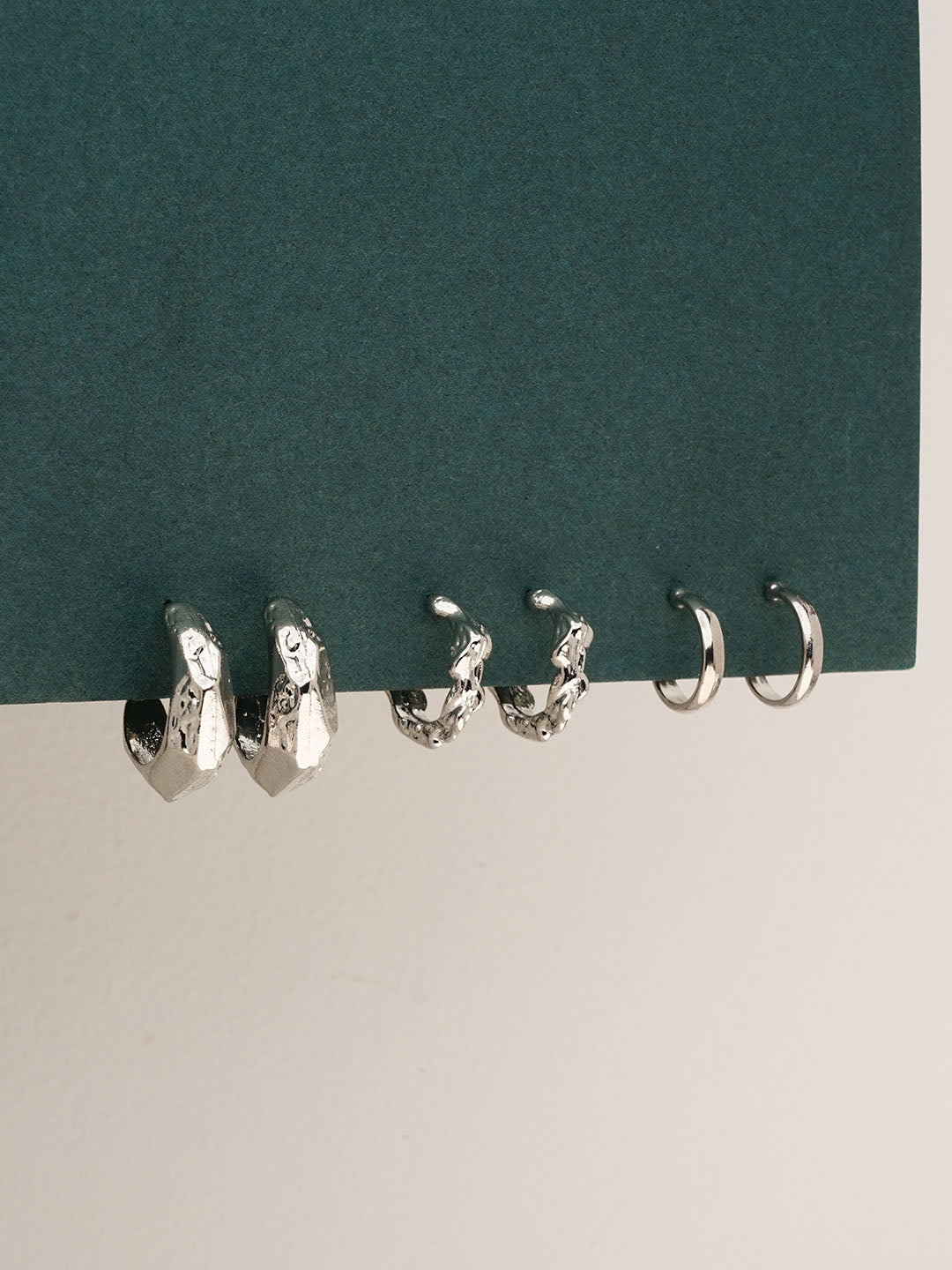 Chunky Midi Hoop Earrings - Silver - Beckys Boutique