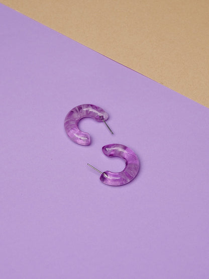 Purple Resin Hoop Earring - Lili-Origin