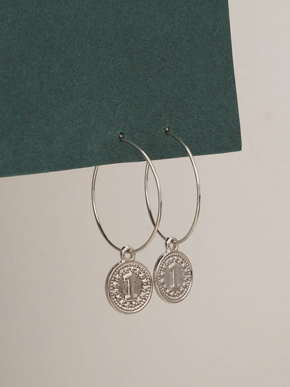 7 Pair Coin Drop Silver Earrings - Lili-Origin