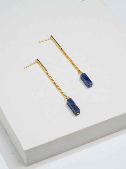 Sodalite Dangling Earring - Gemstone 18k Gold Plated - Lili-Origin