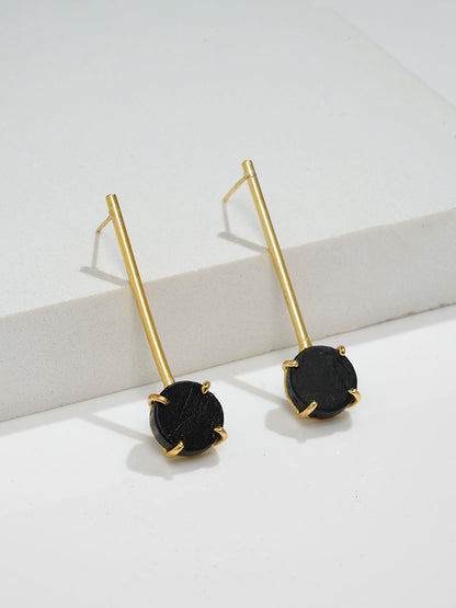 Long Black Tourmaline Crystal Earring - Lili-Origin