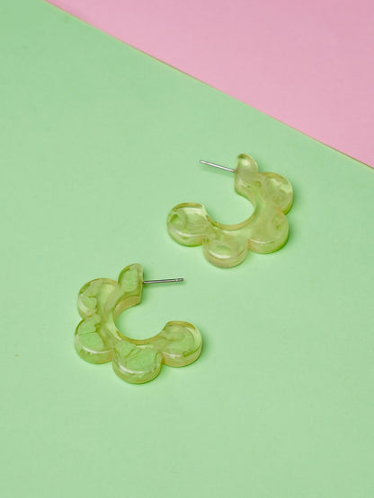 Green C resin earring - Lili-Origin