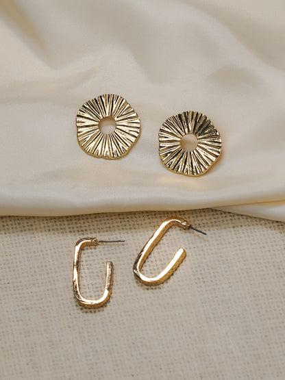 Classic Statement Duo Earrings ( Circular Earrings + U Hoop ) - Lili-Origin