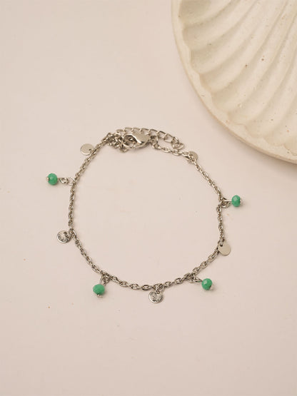 Teal Silver Anklet - Lili-Origin