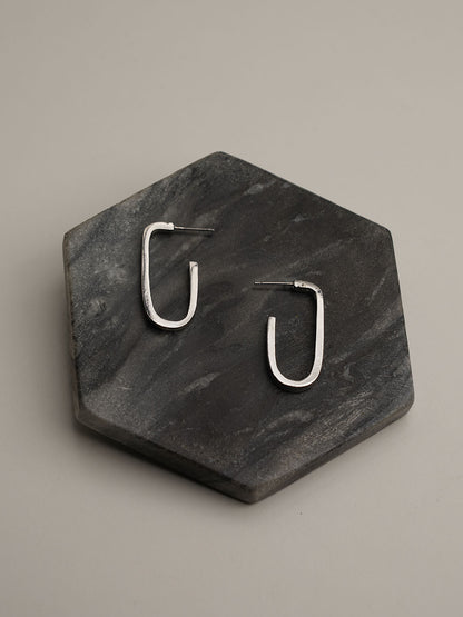 U Hoop Silver Earrings - Lili-Origin