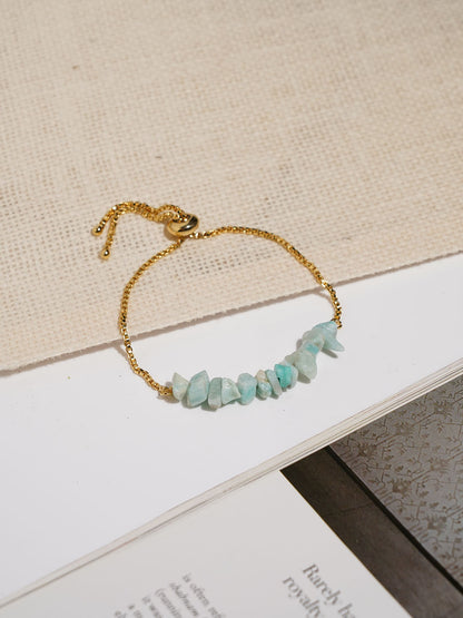 Amazonite Uncut Gemstone Bracelet - 18k Gold Plated - Lili-Origin