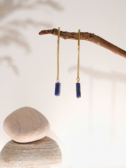 Sodalite Dangling Earring - Gemstone 18k Gold Plated - Lili-Origin