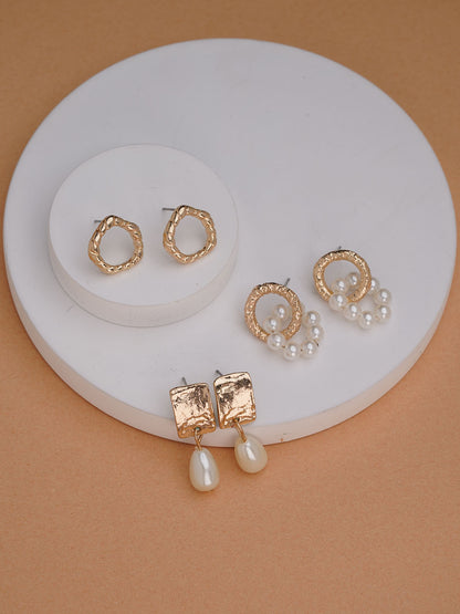 3 Pair Dainty Pearl Earrings - Lili-Origin