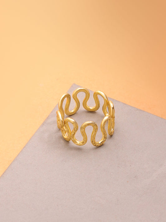 Roller Statement Brass Adjustable Ring - Lili-Origin