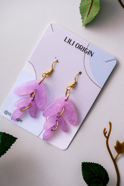 Purple Leaf Resin Earrings - Lili-Origin