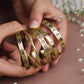 Hand Stamped - Stack of 5 Adjustable Brass Bracelets (Anti Tarnish)