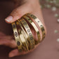 Hand Stamped - Stack of 5 Adjustable Brass Bracelets (Anti Tarnish)