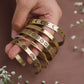 Hand Stamped - Stack of 5 Adjustable Brass Bracelets (Anti Tarnish)