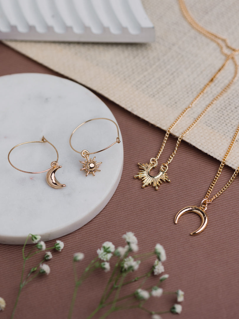 Sun Moon Hamper ( Sun Necklace + Moon Necklace + Sun Moon Earring)