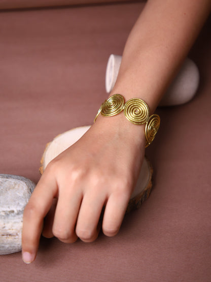 Swirly Coils Brass Adjustable Bracelet (Anti Tarnish)