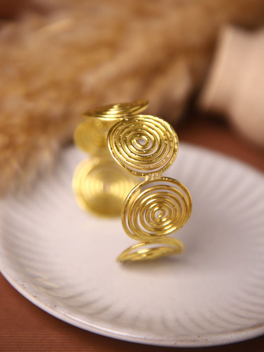 Swirly Coils Brass Adjustable Bracelet (Anti Tarnish)